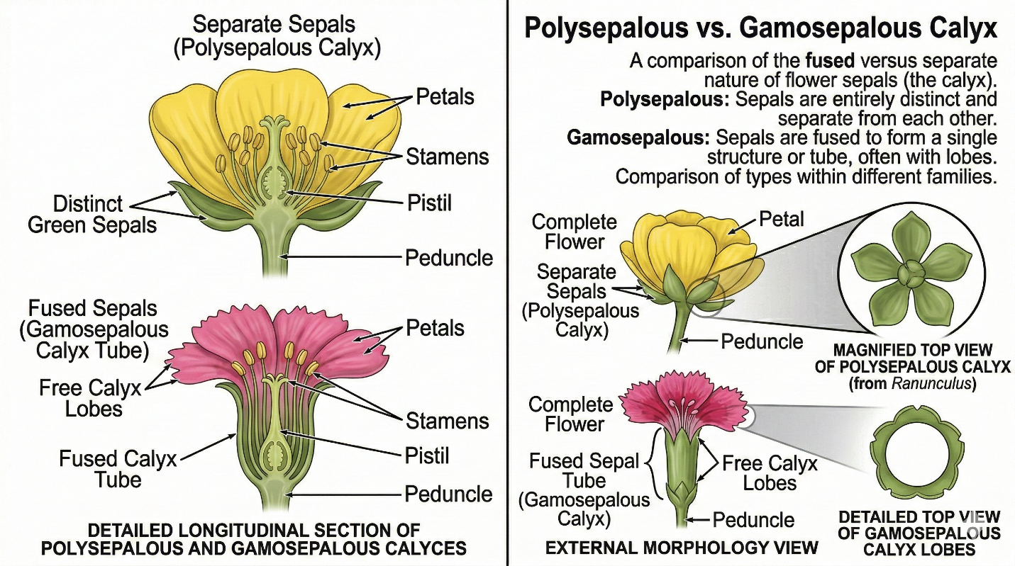 Calyx and sepal arrangement diagram