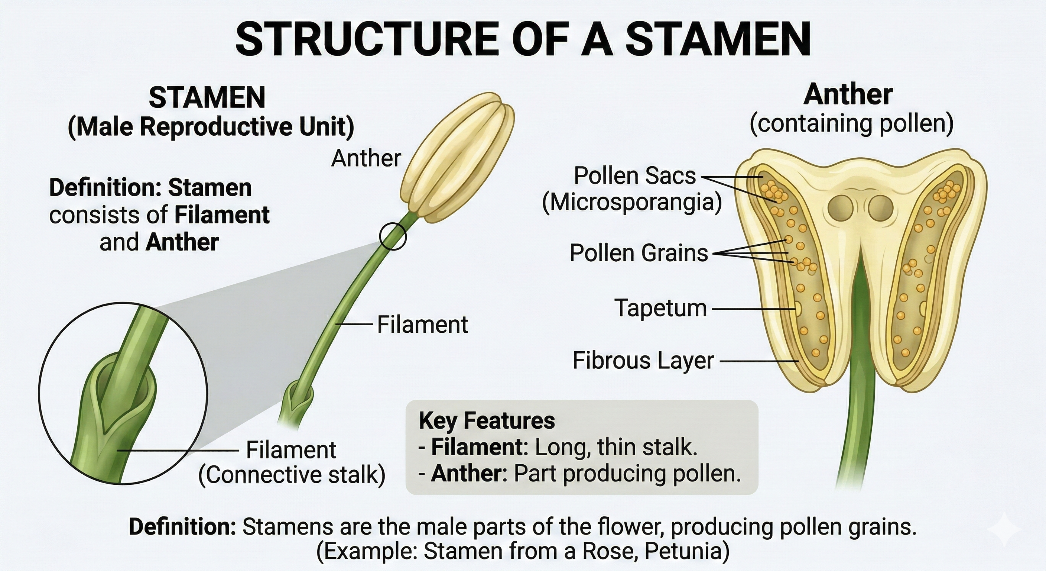Androecium stamen filament and anther diagram