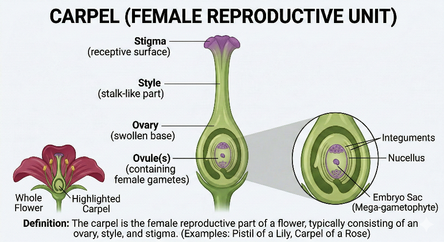 Gynoecium stigma style ovary and ovules diagram